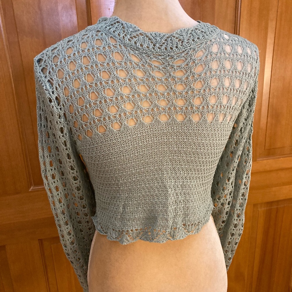 Nwt, Lavishly Paris Women’s Green Knitted Crop Top Sweater - Picture 11 of 16